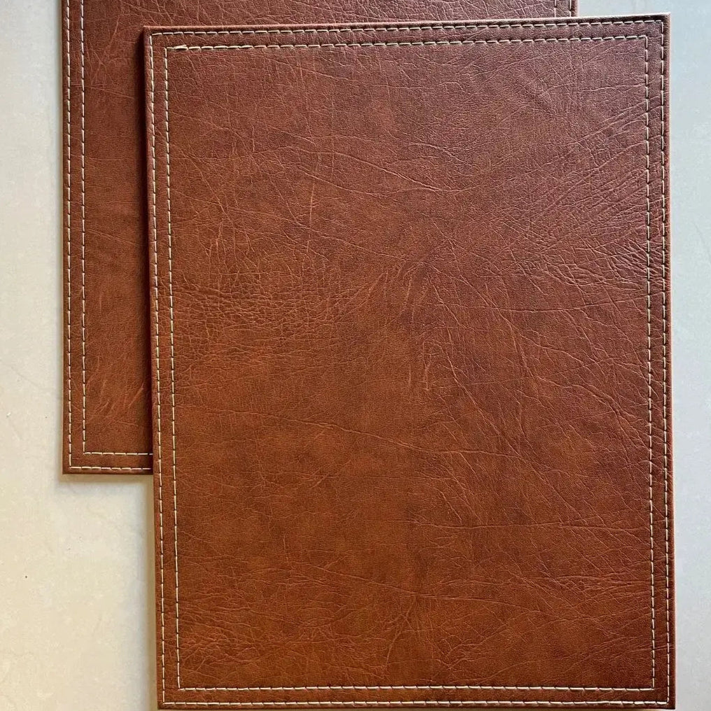 Pack 6 Individuales Rectangulares de Ecocuero - Modelo Clavel Color Habano