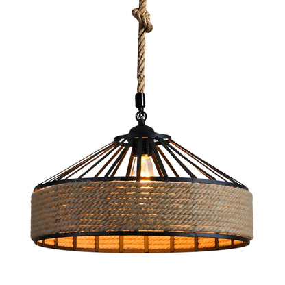 Lampara Colgante 30 Cm Con Cuerda Cáñamo - Metal Rustica Color Negro