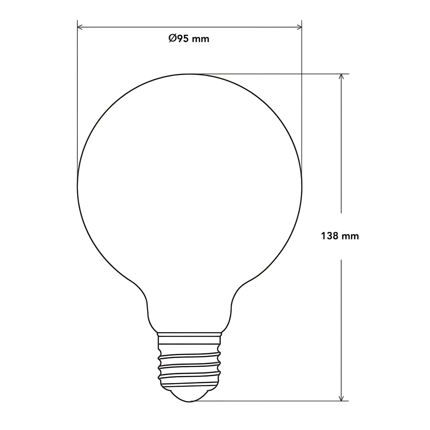 Ampolleta Globo Led E-27 Filamento 6w G95 - Luz Cálida