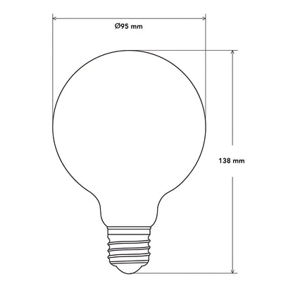 Ampolleta Globo Led E-27 Filamento 6w G95 - Luz Cálida