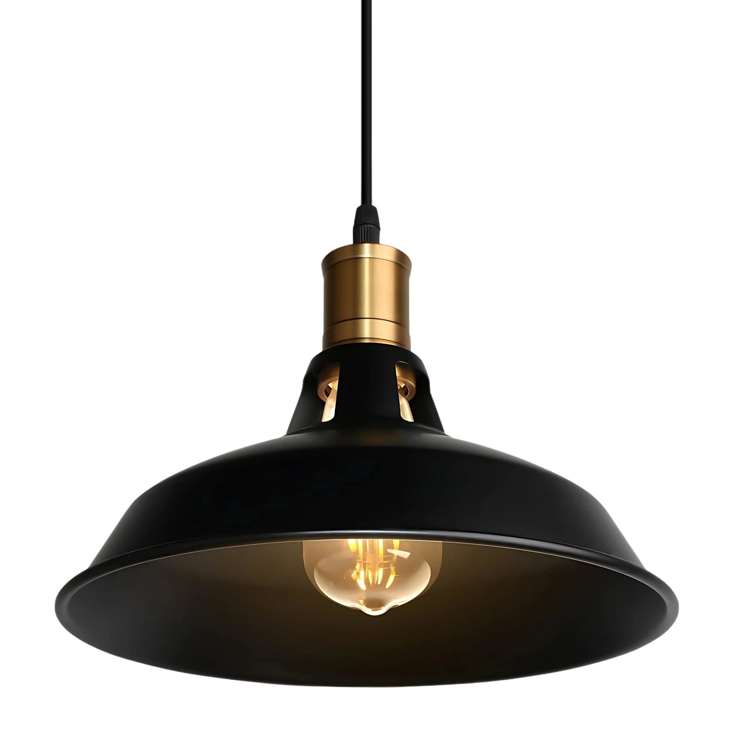 Lampara Colgante 30 Cm estilo Campana - Modelo Industrial Color Negro