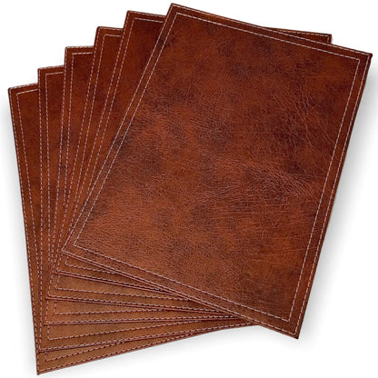 Pack 6 Individuales Rectangulares de Ecocuero - Modelo Clavel Color Habano